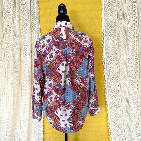 VTG 90s LIZWEAR Floral Paisley Western Cottagecore Long Sleeve Shirt - Picture 6 of 11
